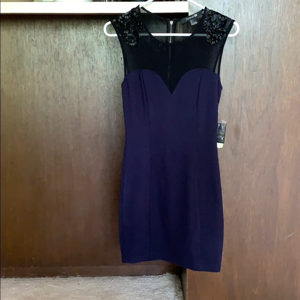 NWT Navy & black beaded dress
